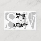 Stijlvol grijs wit zwart met Logo en monogram Visitekaartje (Voorkant)