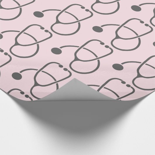 Stijlvol grijze Stethoscooppatroon op Roze Cadeaupapier (Hoek)