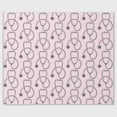 Stijlvol grijze Stethoscooppatroon op Roze Cadeaupapier (Vlak)