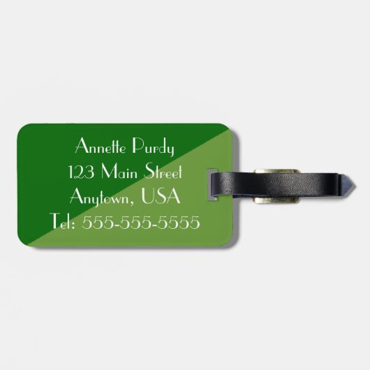 Stijlvol groen 2 Tone Designer Bagagelabel (Achterkant horizontaal)