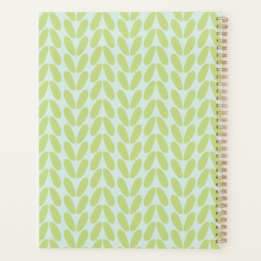 Stijlvol groen blad pastel blauw planner (Achterkant)