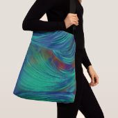 Stijlvol groen blauw Abstract Veren Crossbody Tas (Dichtbij)