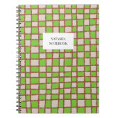 Stijlvol Groen Bruin Checkerboard Pattern Notitieb Notitieboek (Voorkant)