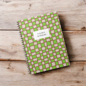 Stijlvol Groen Bruin Checkerboard Pattern Notitieb Notitieboek