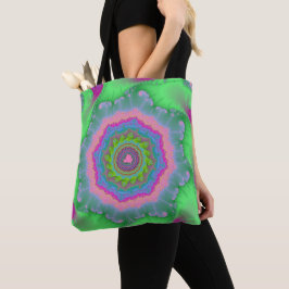 Stijlvol groen en doorschijnend fractal tote bag