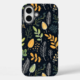 Stijlvol groen en geel bladpatroon iPhone 16 plus hoesje