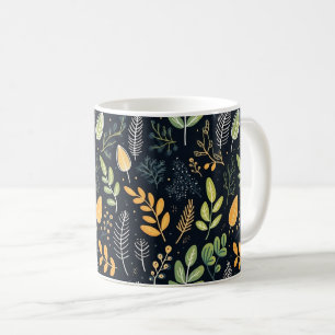 Stijlvol groen en geel bladpatroon koffiemok