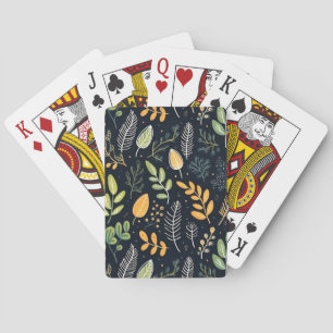 Stijlvol groen en geel bladpatroon pokerkaarten