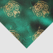 Stijlvol Groen en Gold Wild Tiger Face Safari Tissuepapier (Detail)