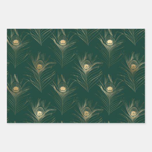 Stijlvol groen en gouden tropisch Oerwoud lekt Inpakpapier Vel (Voorkant 2)