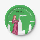 Stijlvol groen en roze prinses sprookjeskasteel papieren bordje (Voorkant)