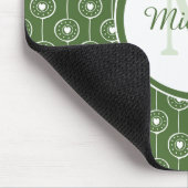 Stijlvol groen en wit monogram met naam muismat (Hoek)