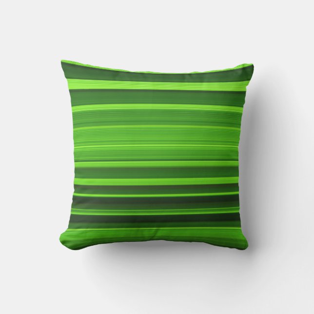 Stijlvol Groen en Zwart Striped Patroon Buitenkussen (Voorkant)