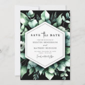 Stijlvol groen Eucalyptus digitale bruiloft Save The Date (Voorkant)