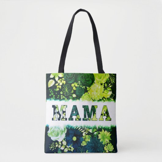 Stijlvol groen Floral MAMA Tote Bag (Voorkant)