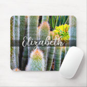 Stijlvol, groen fuzzy cacti, aangepast fotoscript muismat (Met muis)