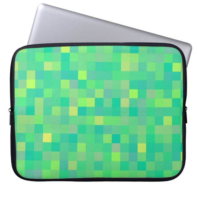 Stijlvol, groen/geel roestvrij patroon laptop sleeve (Voorkant)