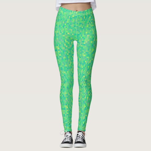 Stijlvol, groen/geel roestvrij patroon leggings (Voorkant)