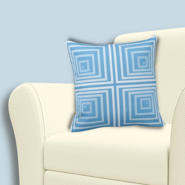 Stijlvol, groen, genesteld boxpatroon kussen (Stylish Cornered Blue Nested Box Pattern Throw Pillow)