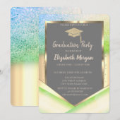 Stijlvol groen Glitter Diamonds Afstuderen Kaart (Voorkant / Achterkant)