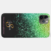 Stijlvol Groen Glitter Gepersonaliseerd Monogram Case-Mate iPhone Case (Achterkant (horizontaal))