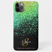 Stijlvol Groen Glitter Gepersonaliseerd Monogram
