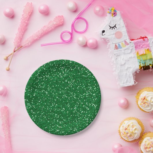 Stijlvol Groen Glitter Papieren Bordje (Feest)