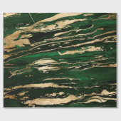 Stijlvol Groen Goud Abstract Marmer Cadeaupapier (Vlak)