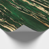 Stijlvol Groen Goud Abstract Marmer Cadeaupapier (Hoek)