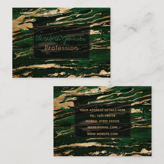 Stijlvol Groen Goud Abstract Marmer Visitekaartje (Voorkant / Achterkant)