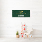 Stijlvol Groen Goud Script Congrats Afstuderen 202 Spandoek (Insitu)