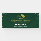 Stijlvol Groen Goud Script Congrats Afstuderen 202 Spandoek (Horizontaal)