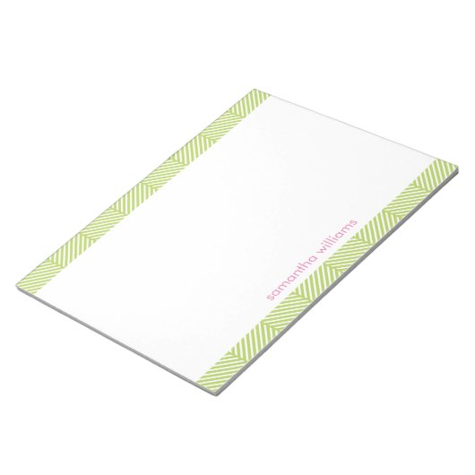 Stijlvol groen herringbone-patroon notitieblok (Schuin)