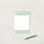 Stijlvol groen herringbone-patroon post-it® notes (Op bureau)