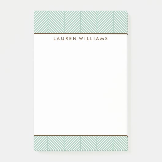 Stijlvol groen herringbone-patroon post-it® notes (Voorkant)