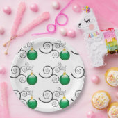 Stijlvol groen kerstsierpatroon papieren bordje (Feest)