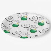 Stijlvol groen kerstsierpatroon papieren bordje (Gekanteld)