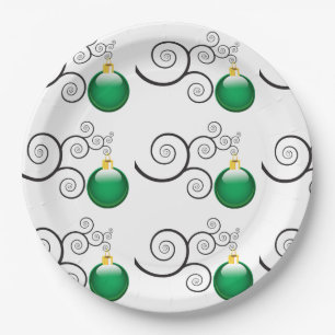 Stijlvol groen kerstsierpatroon papieren bordje