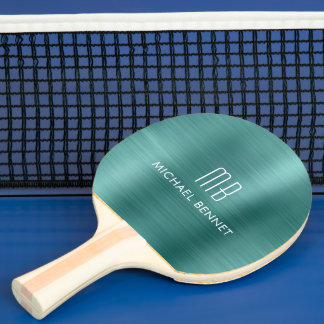 Stijlvol groen metalen monogram tafeltennisbatje