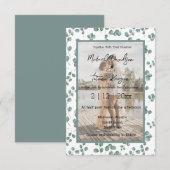 stijlvol groen patroon bruiloft foto-uitnodiging kaart (Voorkant / Achterkant)