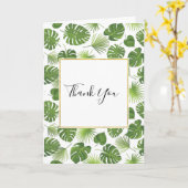 Stijlvol groen patroon met tropische bladeren Dank Kaart (Gele Bloem)
