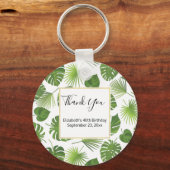 Stijlvol groen patroon met tropische bladeren Dank Sleutelhanger (Voorkant)