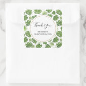 Stijlvol groen patroon met tropische bladeren Dank Vierkante Sticker (Tas)