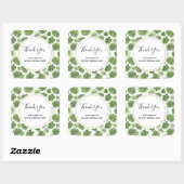 Stijlvol groen patroon met tropische bladeren Dank Vierkante Sticker (Vel)