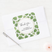 Stijlvol groen patroon met tropische bladeren Dank Vierkante Sticker (Envelop)