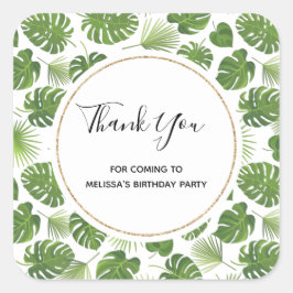 Stijlvol groen patroon met tropische bladeren Dank Vierkante Sticker