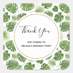 Stijlvol groen patroon met tropische bladeren Dank Vierkante Sticker