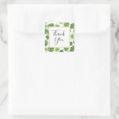 Stijlvol groen patroon met tropische bladeren Dank Vierkante Sticker (Tas)