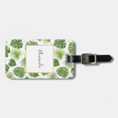Stijlvol groen tropisch bladerenpatroon bagagelabel (Voorkant horizontaal)