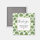 Stijlvol groen tropisch bladerenpatroon bruiloft magneet (Voorkant / Achterkant)